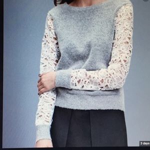 Halogen (Nordstrom) White Lace/Gray Sweater (S)